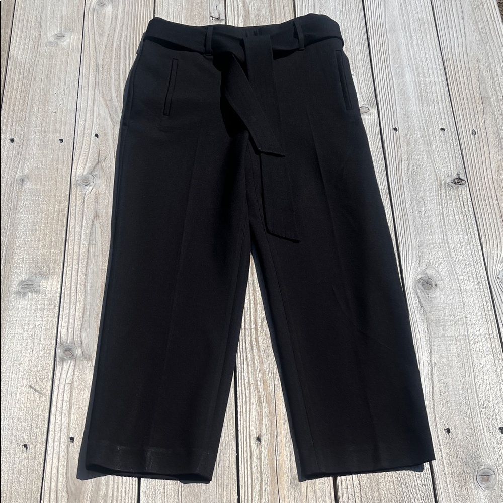Bar III Black High-Rise Tie-Waist Cropped Trousers